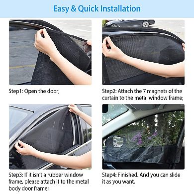 Car Window Magnet Covers With Sun Shade And Privacy Curtain Set Of 4