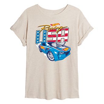 Juniors' Hot Wheels Racing USA Oversized Tee