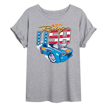 Juniors' Hot Wheels Racing USA Oversized Tee