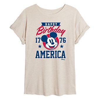 Disney's Mickey Mouse Juniors' Happy Birthday America Oversized Tee