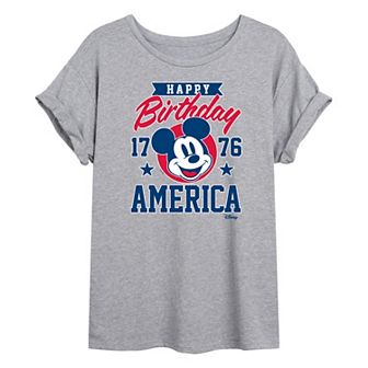 Disney's Mickey Mouse Juniors' Happy Birthday America Oversized Tee