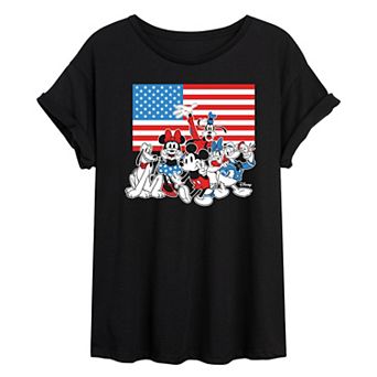 Disney's Mickey Mouse & Friends Juniors' Flag Oversized Tee
