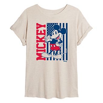 Disney's Mickey Mouse Juniors' American Flag Oversized Tee