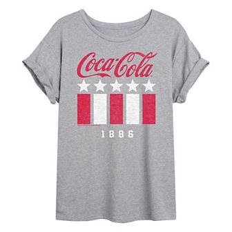 Juniors' Coca-Cola 1886 Stars Stripes Oversized Tee