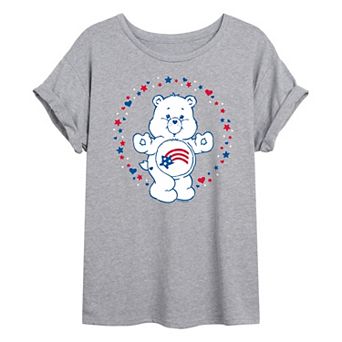 Juniors' Care Bears America Stars Hearts Oversized Tee