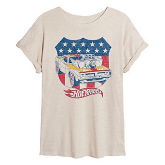 Juniors' Hot Wheels Americana Crest Oversized Tee