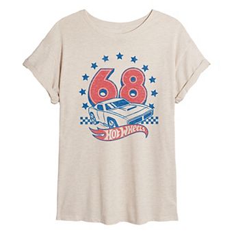 Juniors' Hot Wheels 68 Patriotic Car Oversized Tee