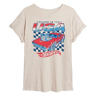 Juniors' Hot Wheels Racing In The USA Oversized Tee