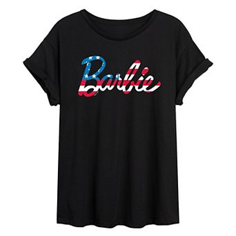 Juniors' Barbie® American Flag Oversized Tee