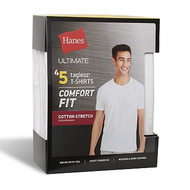 Men's Hanes Ultimate® 4 + 1 Bonus Pack Comfort Fit Stretch Crewneck Undershirt