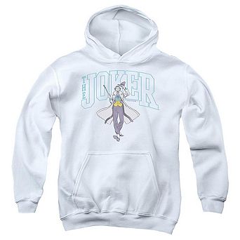 Batman Joker Varsity On White Youth Pull Over Hoodie