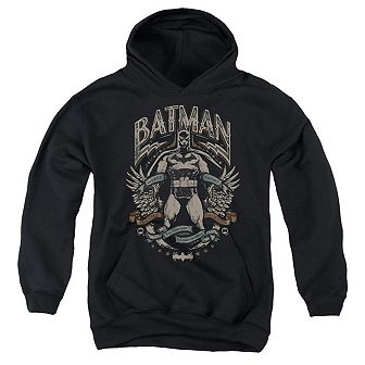 Batman Gotham Hero On Black Youth Pull Over Hoodie
