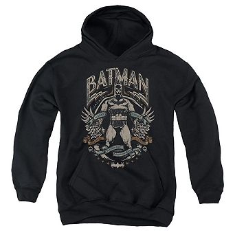 Batman Gotham Hero On Black Youth Pull Over Hoodie