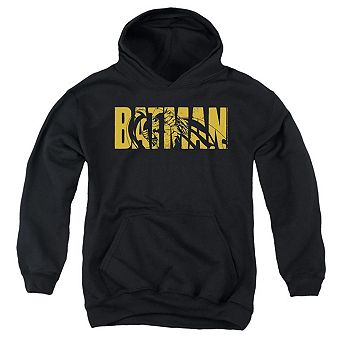 Batman Text On Black Youth Pull Over Hoodie