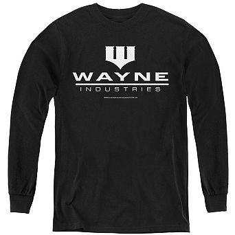 Batman Wayne Logo On Black Youth Long Sleeve Sweatshirt