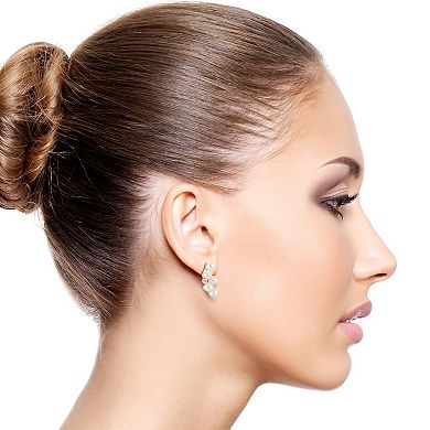 PearLustre by Imperial Sterling Silver Freshwater Cultured Pearl & Lab-Created White Sapphire Cluster Drop Earrings