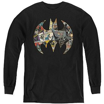 Batman Collage Shield Youth Long Sleeve Sweatshirt