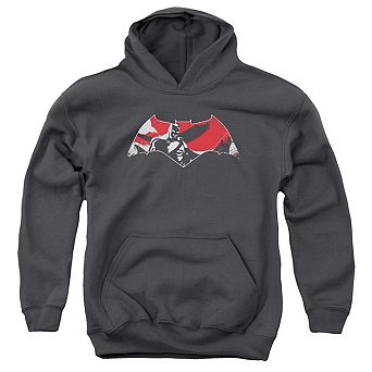 Batman V Superman Armor Splatter Logo Youth Pull Over Hoodie