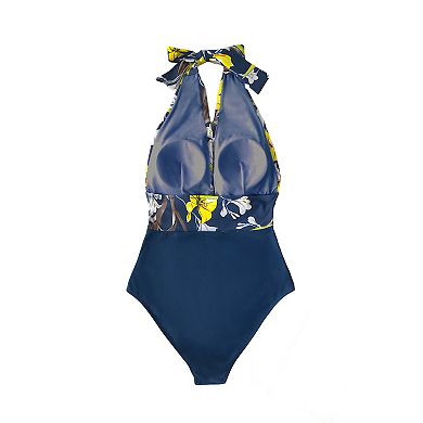 Women's Cupshe Ruched Halter Tummy Control One-Piece Swimsuit
