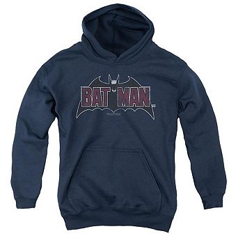 Batman Vintage Bat Logo On Navy Youth Pull Over Hoodie