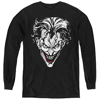 Batman Joker Red On Black Youth Long Sleeve Sweatshirt