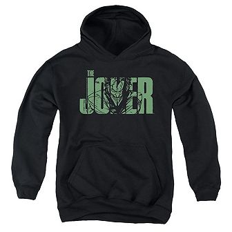 Batman Joker Text On Black Youth Pull Over Hoodie