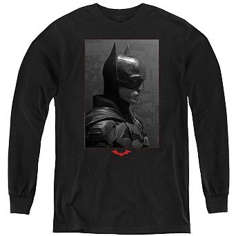 The Batman (2022) Worn Portrait Youth Long Sleeve Sweatshirt