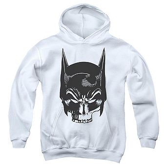 Batman Skull On White Youth Pull Over Hoodie