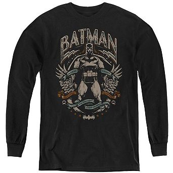 Batman Gotham Hero On Black Youth Long Sleeve Sweatshirt