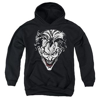 Batman Joker Red On Black Youth Pull Over Hoodie