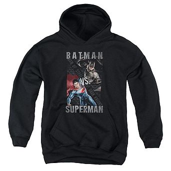 Batman V Superman Hero Split Youth Pull Over Hoodie