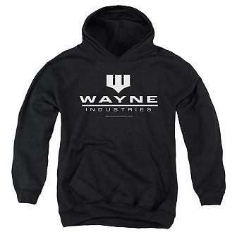 Batman Wayne Logo On Black Youth Pull Over Hoodie