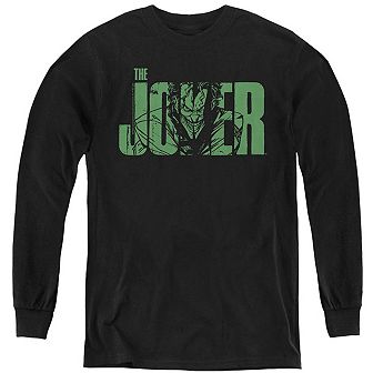 Batman Joker Text On Black Youth Long Sleeve Sweatshirt