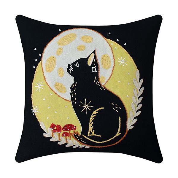 Celebrate Together Halloween Black Moon Cat Decorative Throw Pillow