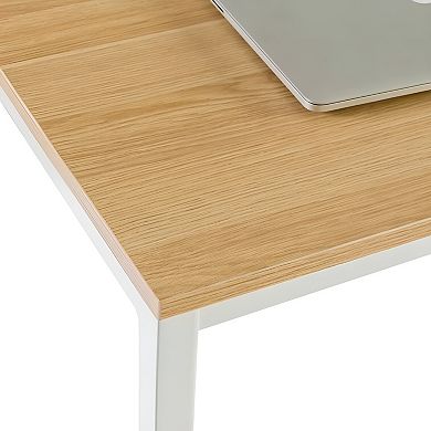 Modern Rectangular Desk with Manufactured Wood Top and Steel Frame, Contemporary Home Office Desk