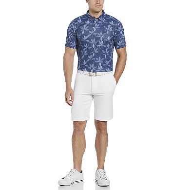 Men's Grand Slam Allover Faded Leaf Print Short Sleeve Golf Polo
