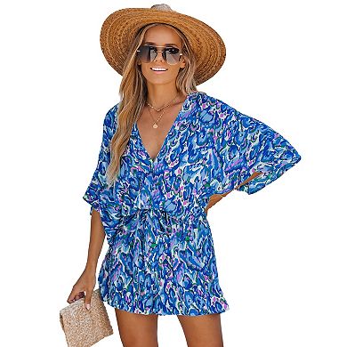 Women's CUPSHE Abstract Print Drawstring Romper