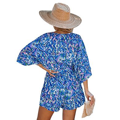 Women's CUPSHE Abstract Print Drawstring Romper