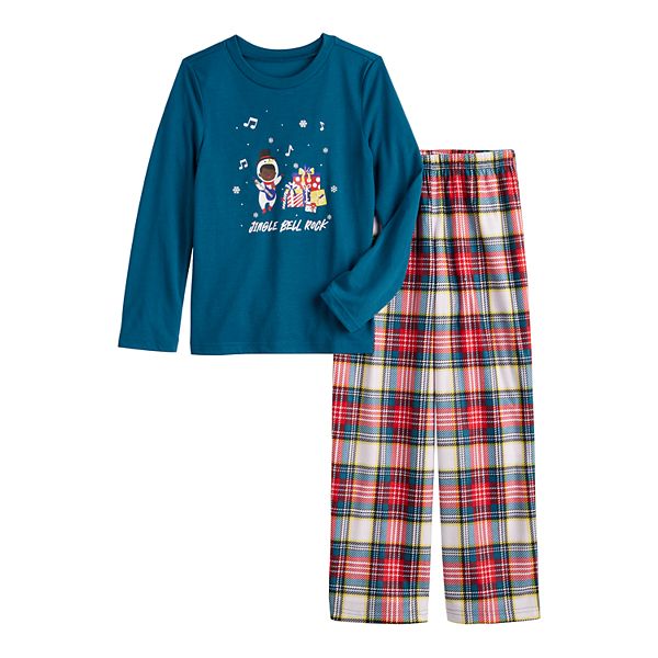 Boys 4-20 Jammies For Your Families&reg; Jingle Bell Rock Santa Claus Top & Bottoms Pajama Set - Deep Skin Tone Santa (8)