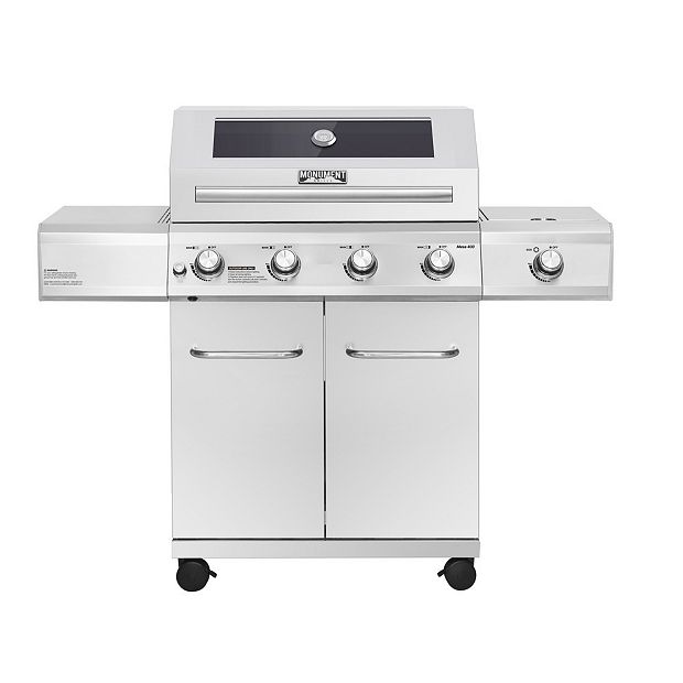 4-Burner Propane Gas Grill in Stainless Steel with Side Burner