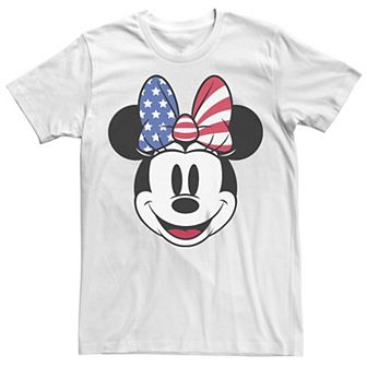 Disney's Minnie Mouse Juniors' USA Flag Print Bow Boyfriend Graphic Tee