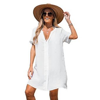 Women's Cupshe V-Neck Swim Cover-Up Mini Dress