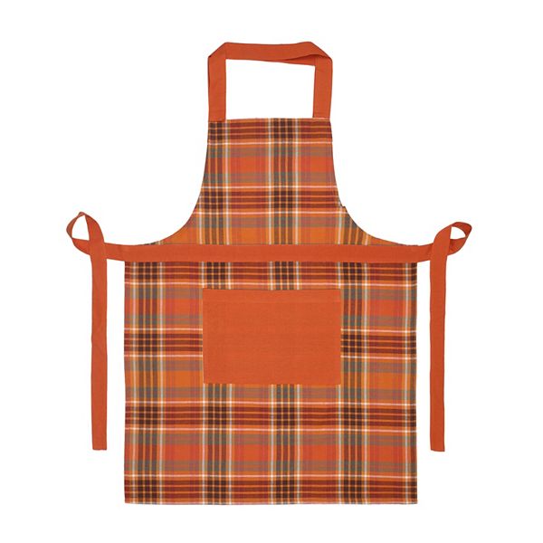 Celebrate Together™ Fall Harvest Plaid Tie Back Apron - Apricot Orange