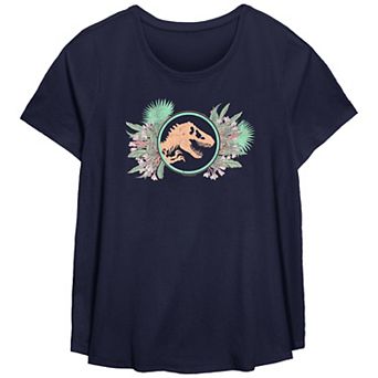 Plus Size Jurassic World Floral Frame Graphic Tee