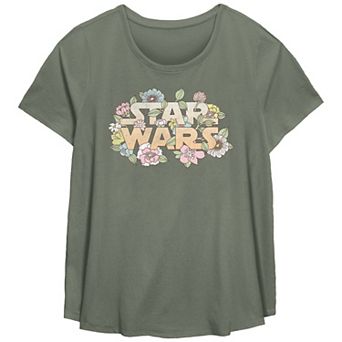 Plus Size Star Wars Vintage Floral Logo Graphic Tee