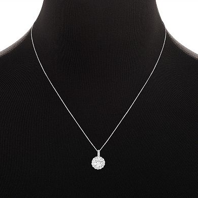 PRIMROSE Sterling Silver Cubic Zirconia Round Pendant Necklace