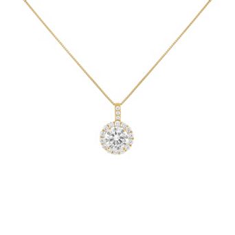 PRIMROSE Sterling Silver Cubic Zirconia Round Pendant Necklace
