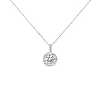 PRIMROSE Sterling Silver Cubic Zirconia Round Pendant Necklace
