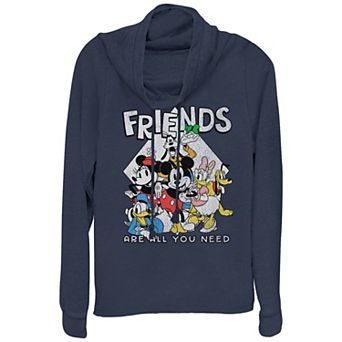 Disney's Mickey Mouse And Friends Are All You Need Women's Cowlneck Graphic Lightweight Long Sleeve