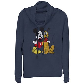 Disney's Mickey Mouse And Pluto Best Buds Women's Cowlneck Graphic Lightweight Long Sleeve